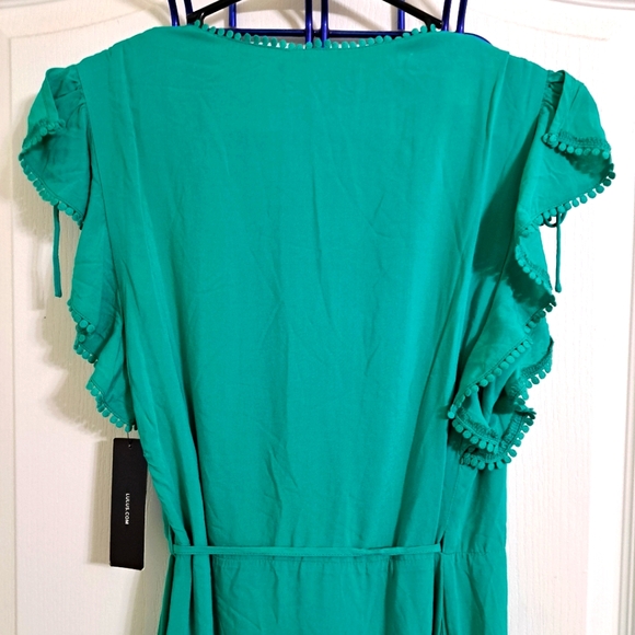 Lulu’s Green Wrap Midi Dress Small - Picture 10 of 12